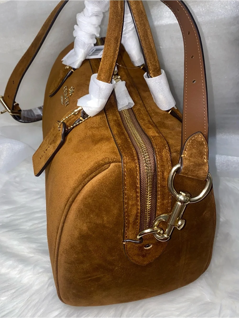 Coach Suede Satchel purse Large Rowan New